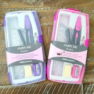 OFFICE DEPOT 10 PIECE MATH DRAFTING SET, buy 2 for 20.00